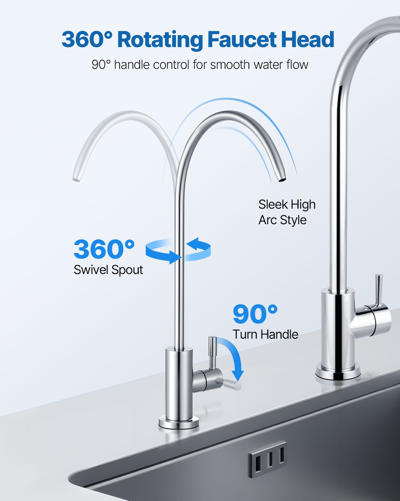 VEVOR Reverse Osmosis Brushed Nickel Lead-Free Drinking Water Filter Faucet