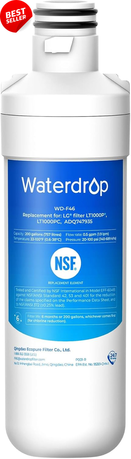 LT1000PC Refrigerator Water Filter NSF Certified Replacement for LG LT1000P