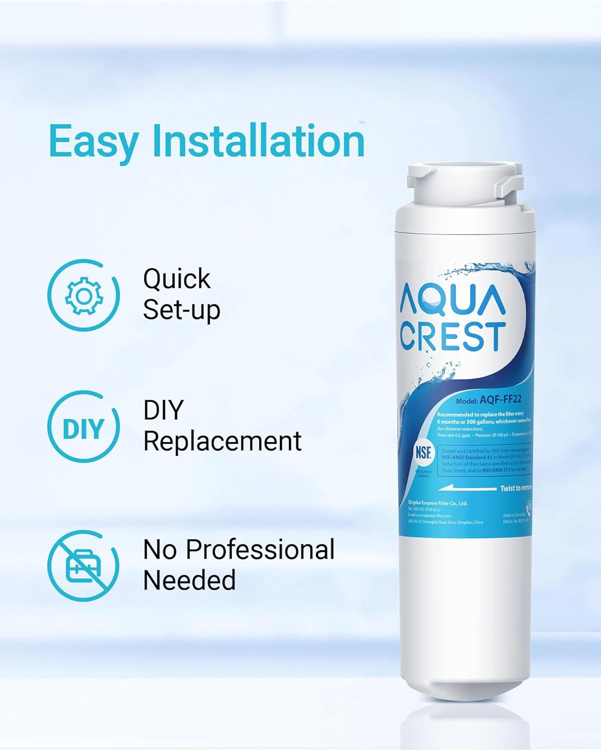 MSWF Refrigerator Water Filter, Replacement for GE® MSWF, 101820A, 101821B, RWF1