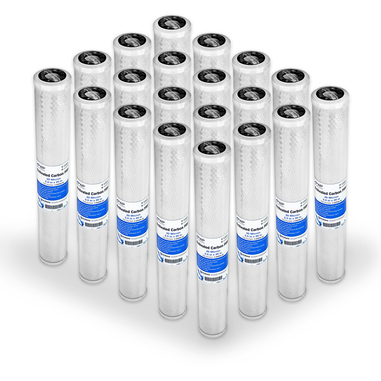 Carbon Block Water Filter Whole House RO CTO 2.5 x 20 In 20 Micron 20 Pack