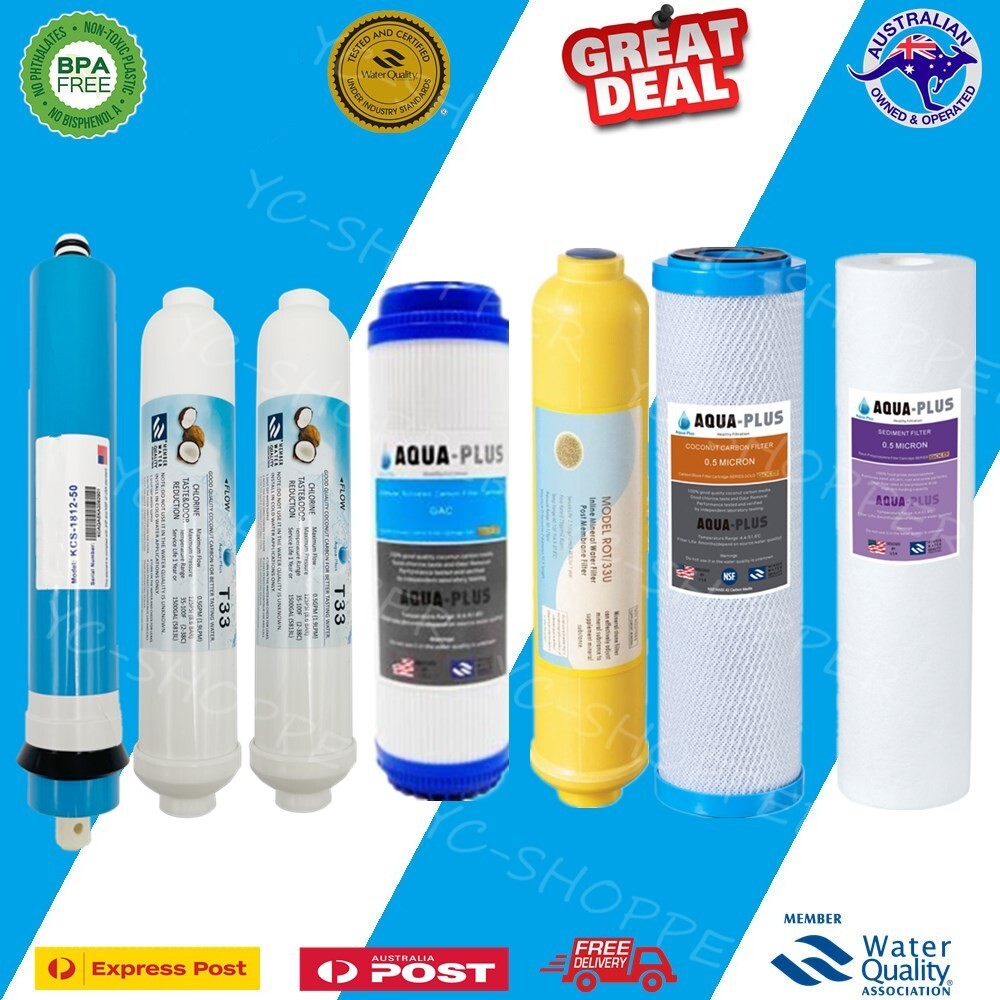 7 Stages Reverse Osmosis Water Filters Cartridges + 50 GPD RO Membrane Filter