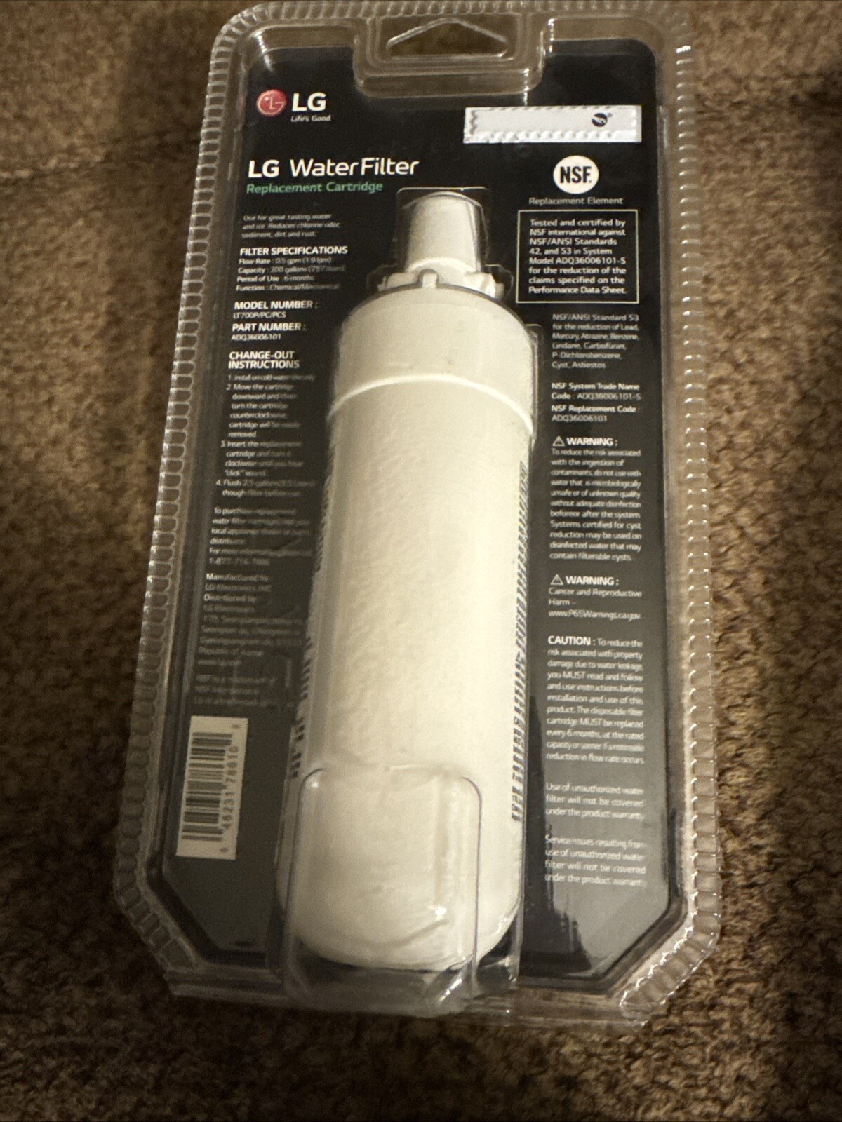 LG Genuine LT1000P/PC/PCS Refrigerator Replacement Water Filter