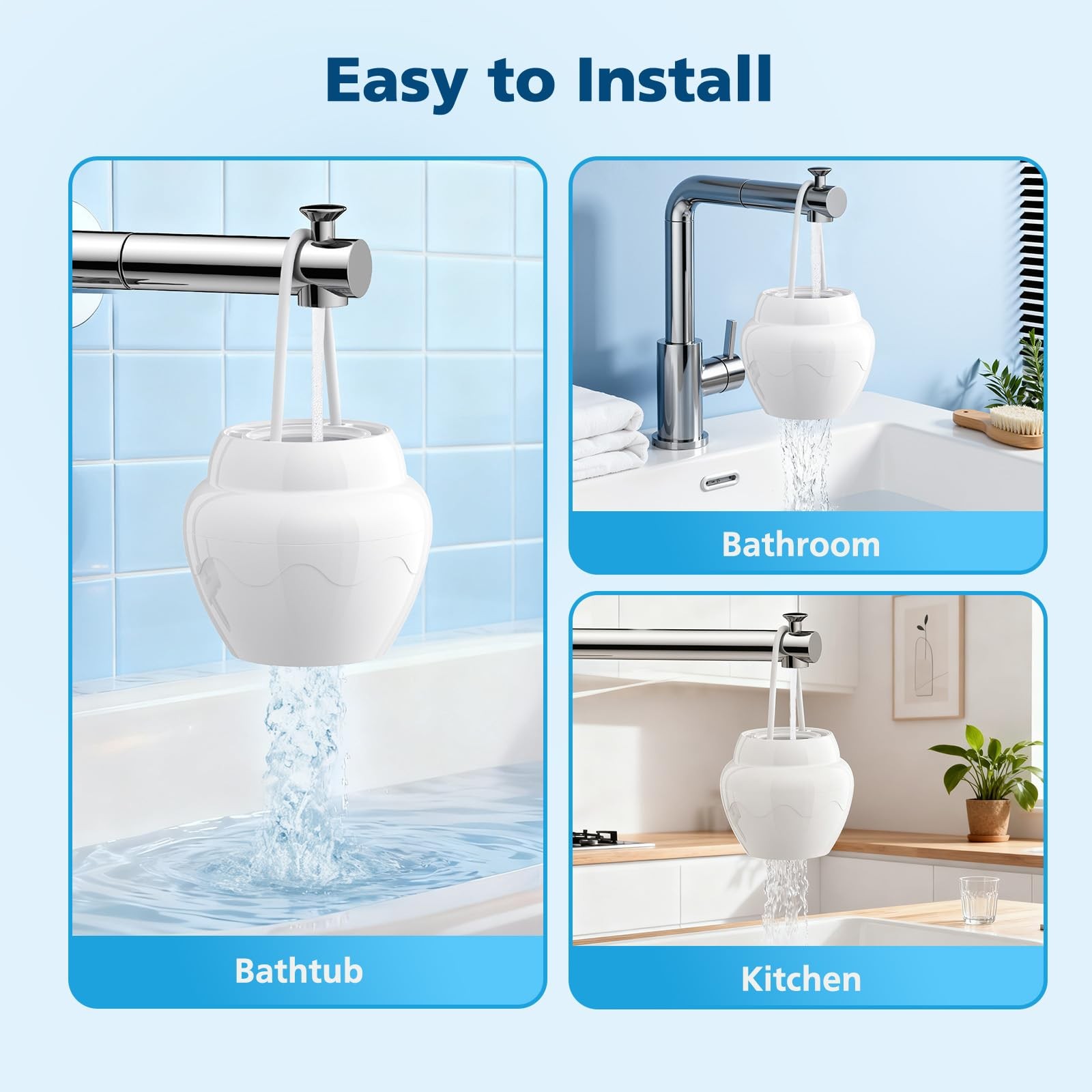 8-Stage Bathtub Water Filter, Hard Water Softener, Tub Filter
