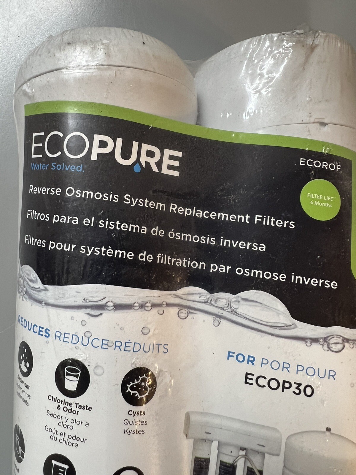2 EcoPure ECOROF Reverse Osmosis System Replacement Filter Cartridge for ECOP30