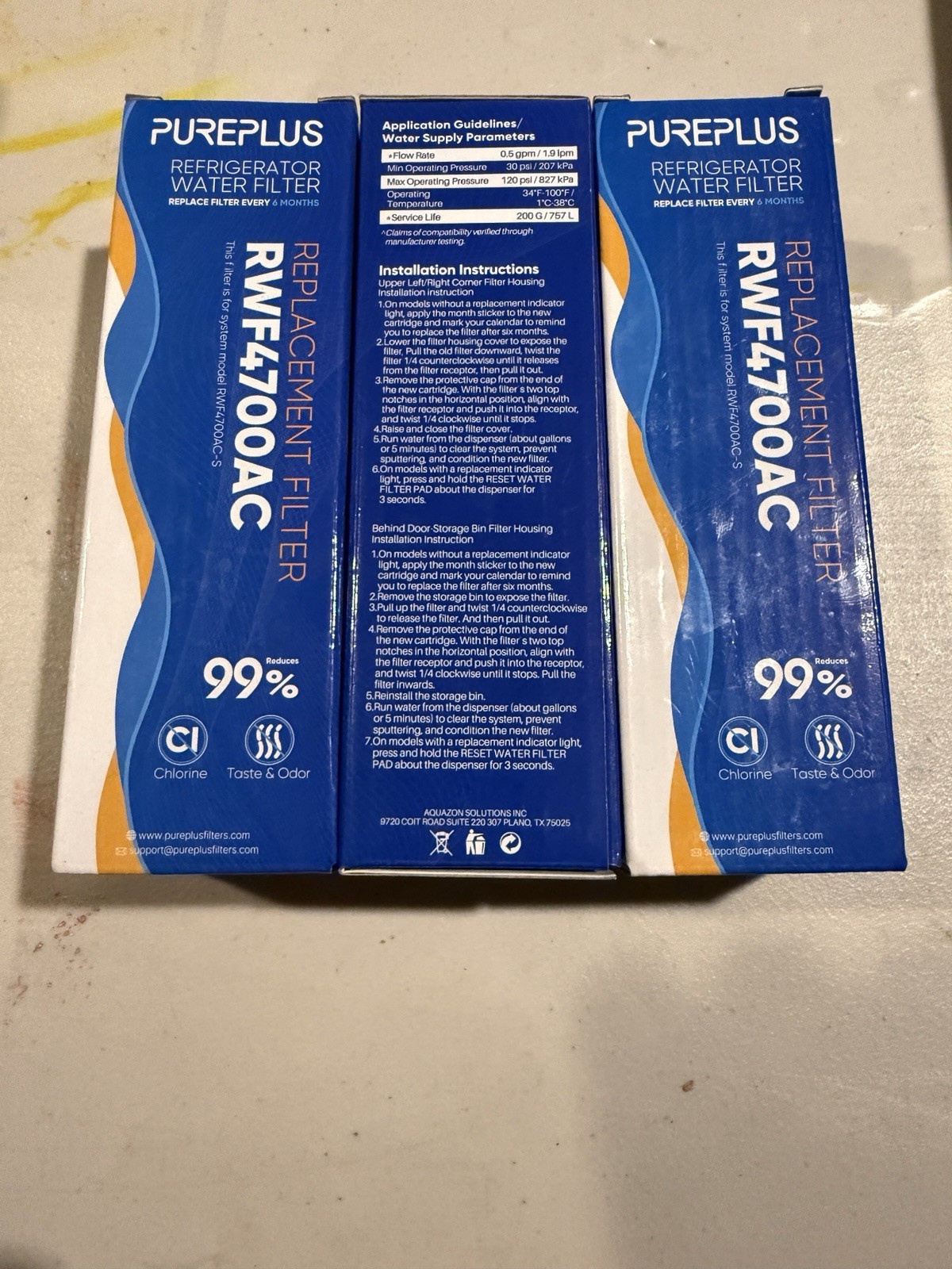 Lot of 3 PurePlus RWF4700AC Refrigerator Water Filters Samsung Compatible New