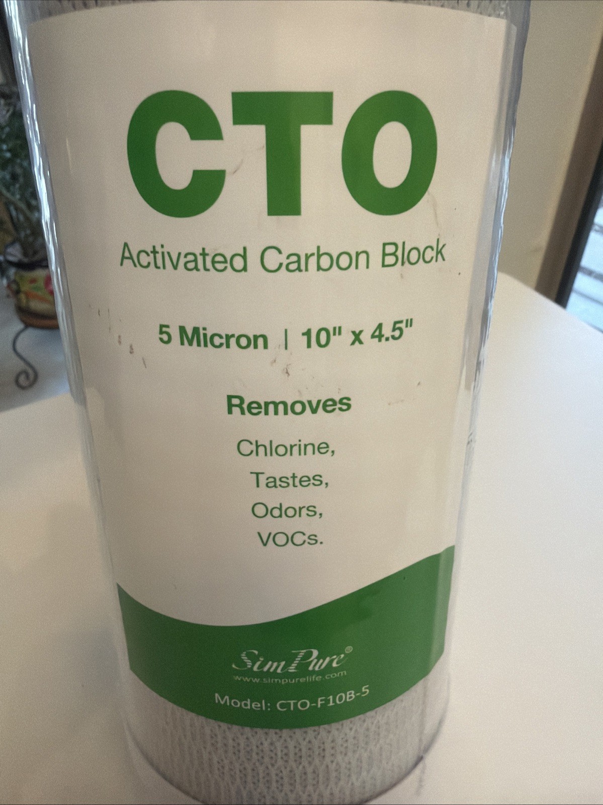 SimPure CTO-F10B-5 Activated Carbon Block CTO 5 Micron Water Filter 10X4.5″