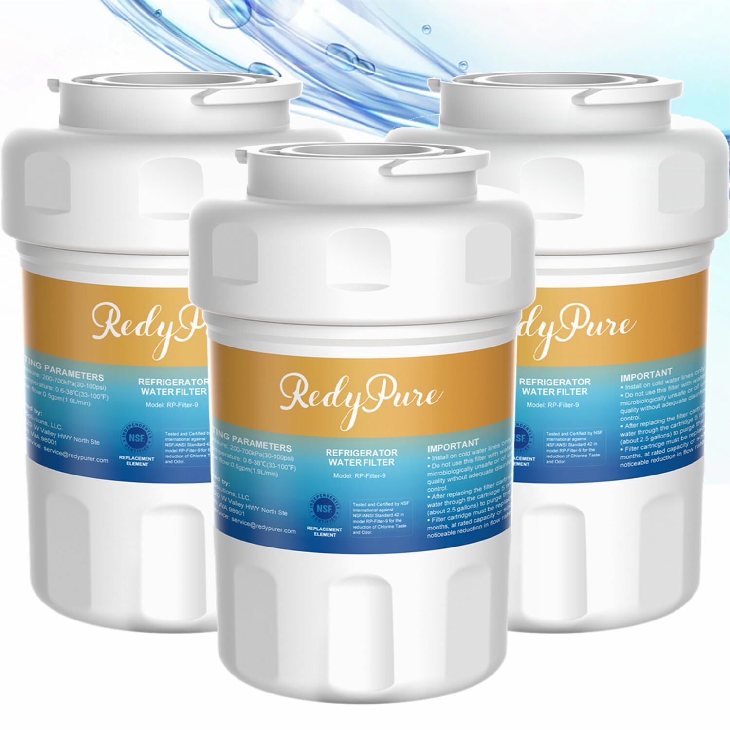 3 Pack Fridge Water Filter Replacement For GE MWF GWF MWFP Smartwater HWF FMG-1