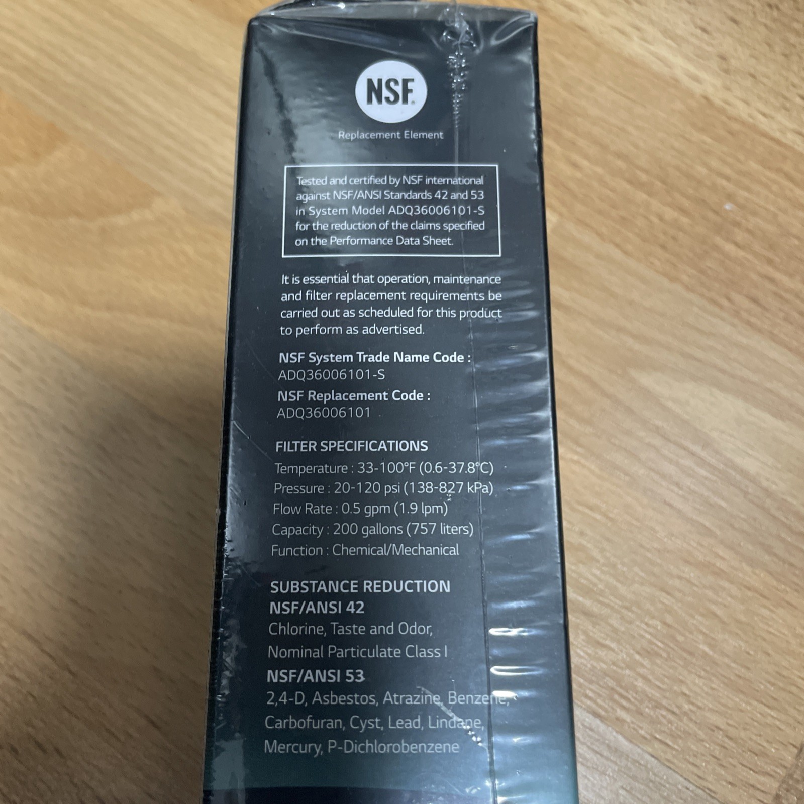 New Sealed LG LT700P Refrigerator Water Filter Replacement ADQ36006101, 1 Pack
