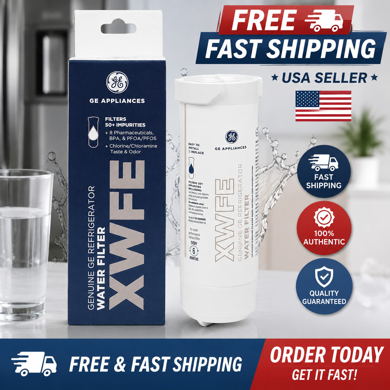 Genuine GE XWFE Refrigerator Water Filter New Sealed Fast Free Ship