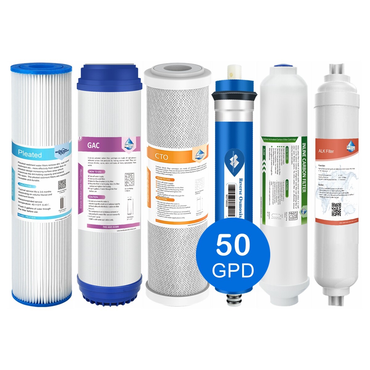 3/4/5/6 Stage 50 GPD Reverse Osmosis Water Filter Drinking Purifier Replacement