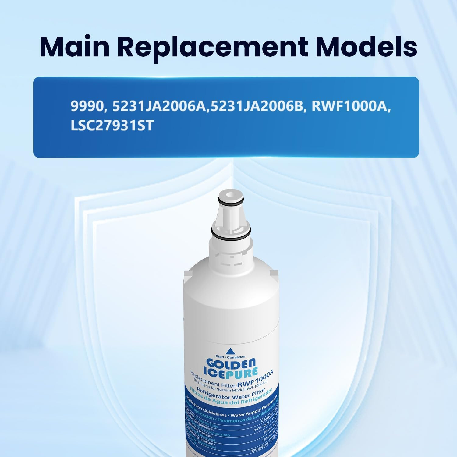 GOLDEN ICEPURE 5231JA2005A Replacement for LG LT600P, 469990, RFC1000A, 3PACK