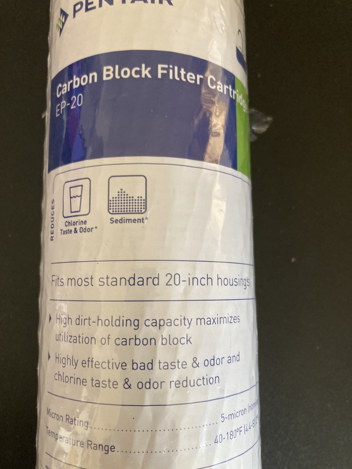 (QTY 7) Pentair EP-20 20-inch Carbon Block Water Filter Cartridge 5 Micron