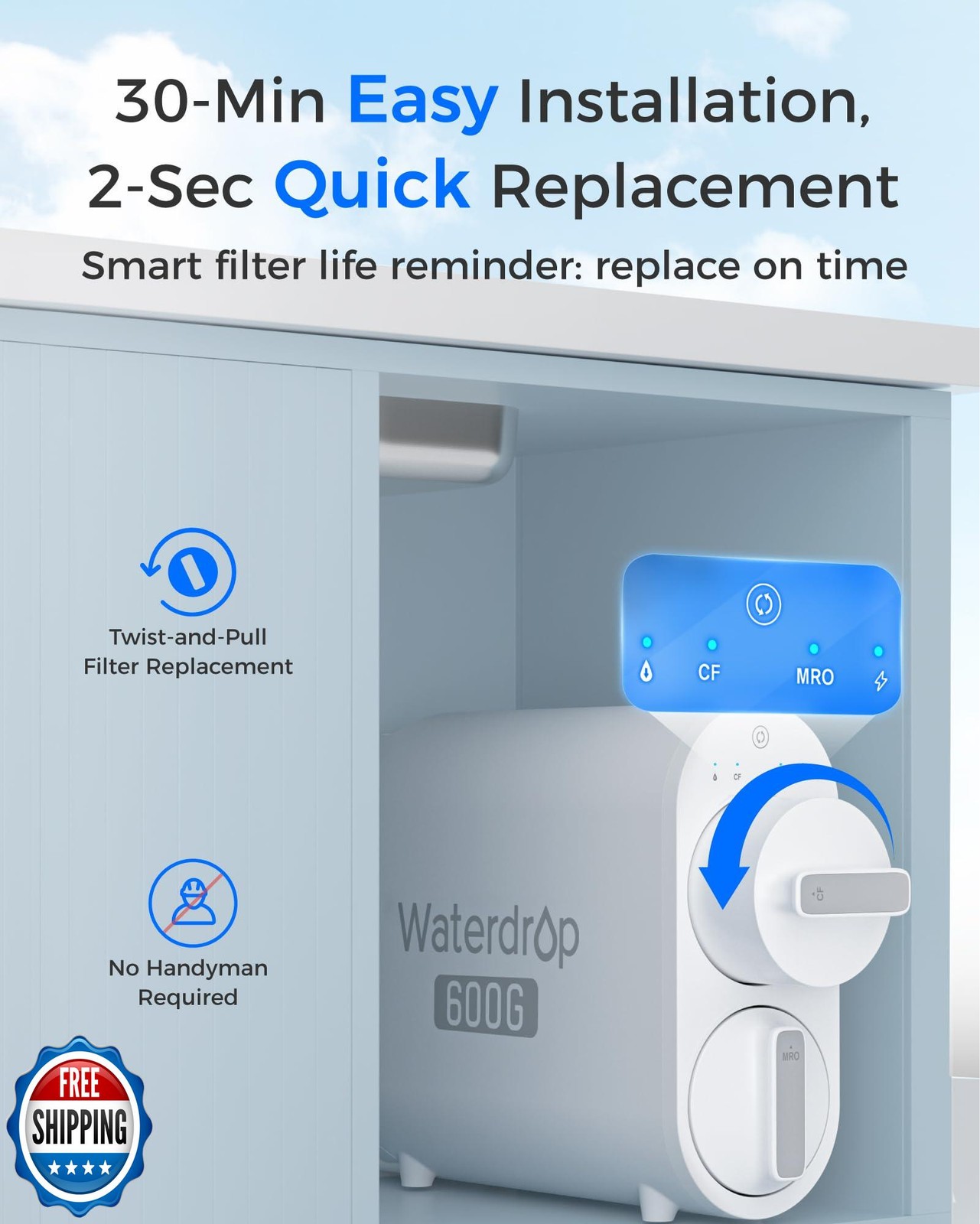Waterdrop WD-G2CF Filter, Replacement for WD-G2-W, WD-G2-B, WD-G2