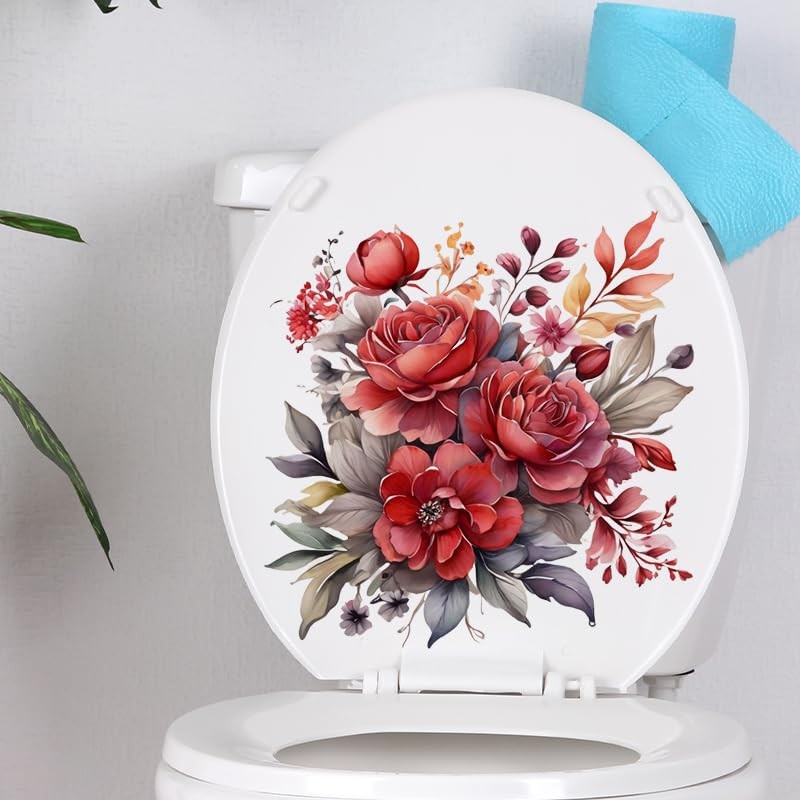 Peony Flower Cover Sticker Decals,Fish Bird Flower Leaf Waterproof Lid Tank S…