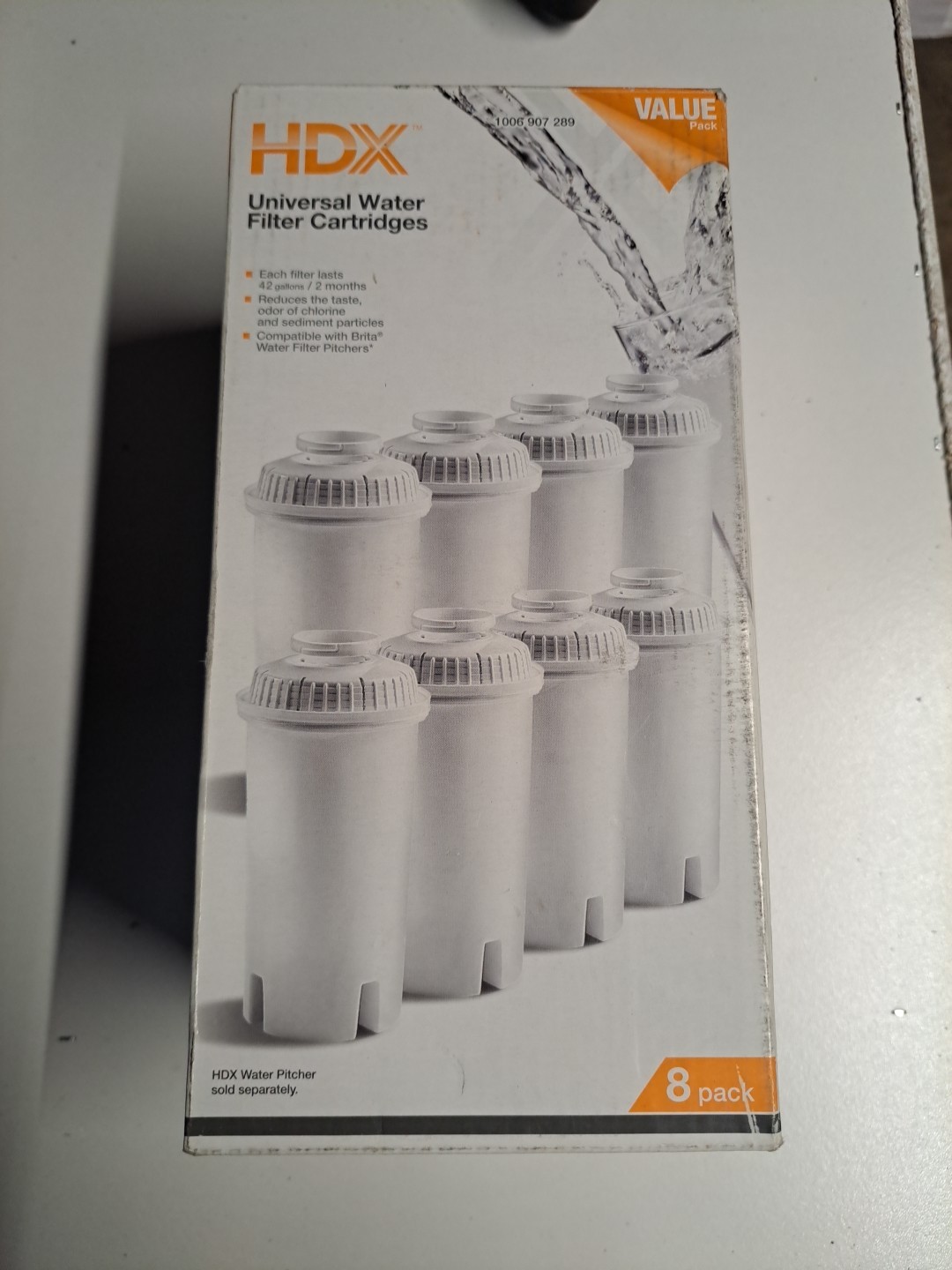 HDX Water Pitcher Replacement Water Filter Cartridges, BPA Free Brita (8-Pack)