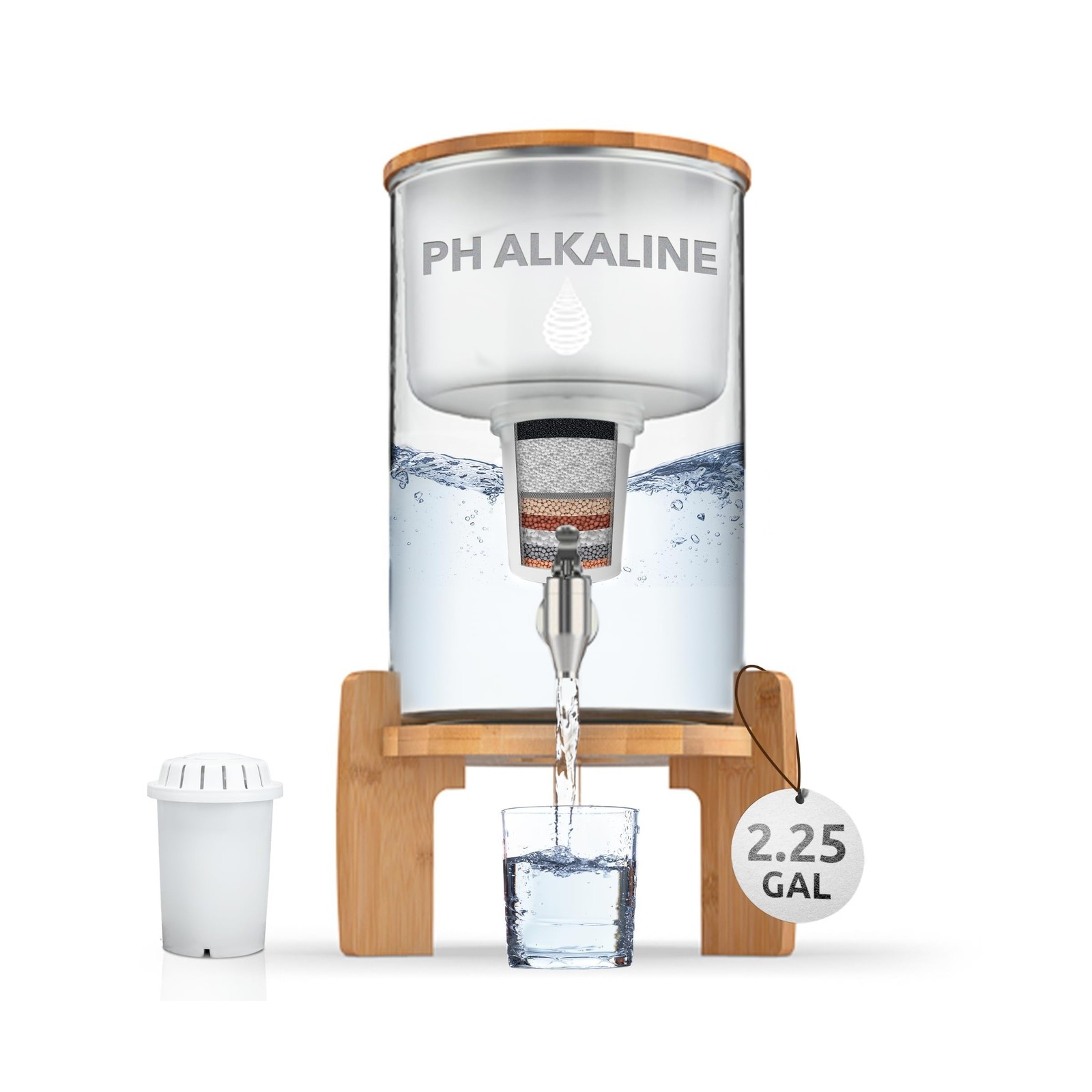 Invigorated Water pH Recharge Glass Alkaline Water Dispenser Filter System – …