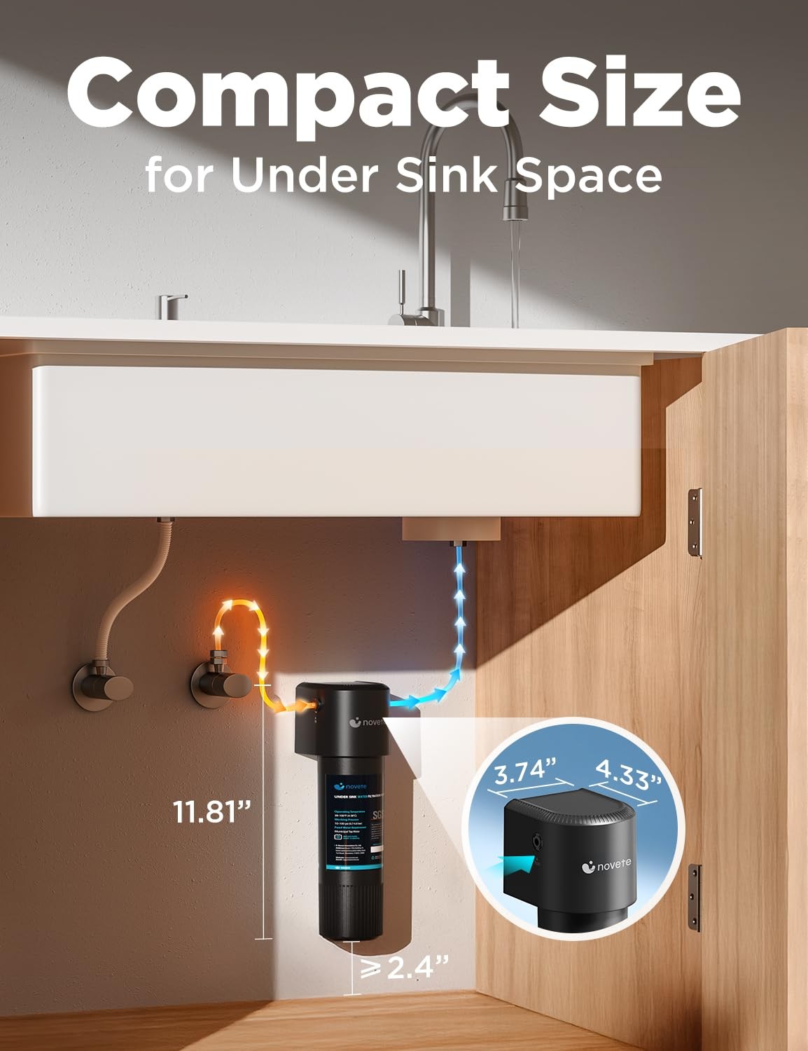 Under Sink Water Filter NSF 42/372 Reduces Chlorine PFAS 30000 Gal