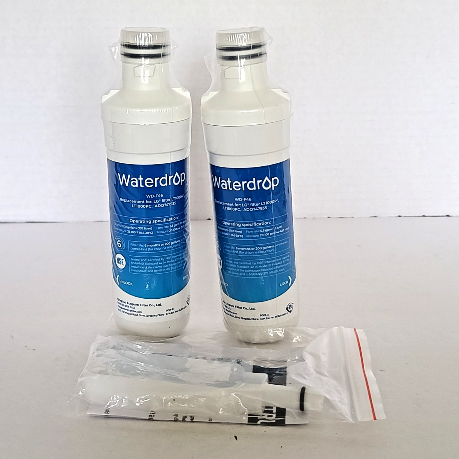 New Waterdrop WD-F46 Filter (2 Pack) Replacement for LG Water filters SEALED