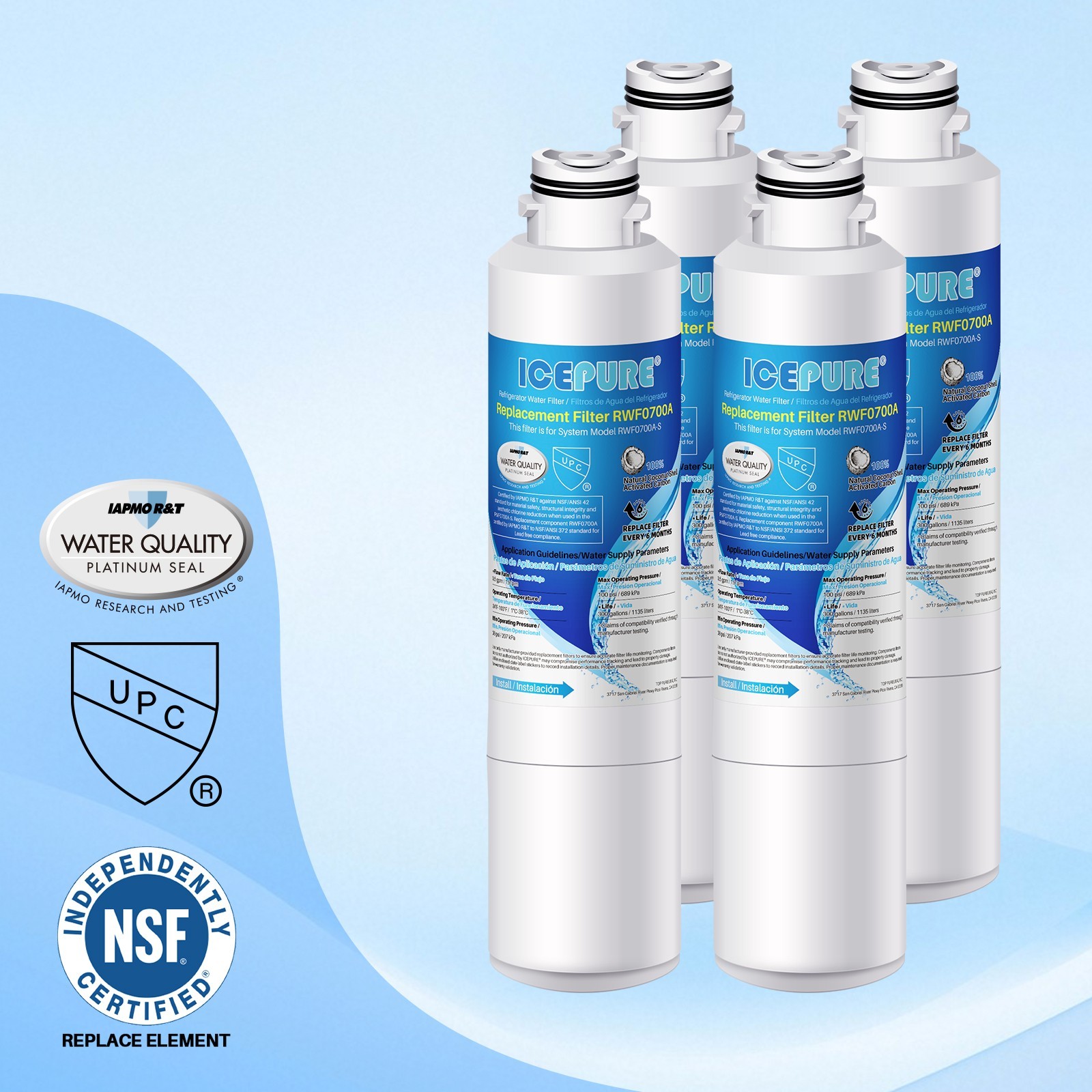 4 PACK Fit For Samsung DA29-00020B RWF1011 HAF-CIN/EXP Refrigerator Water Filter