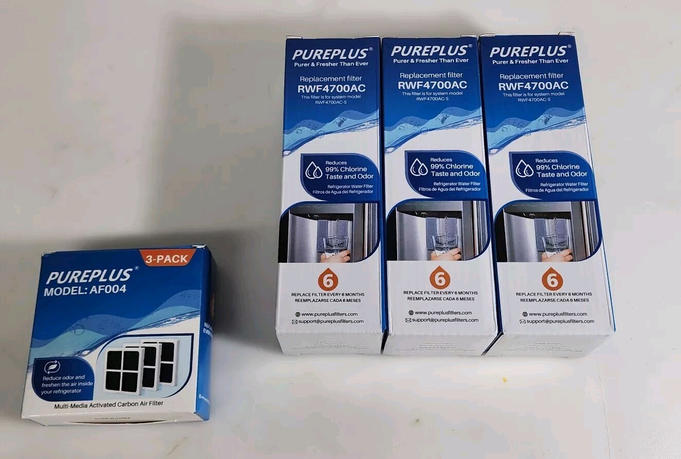 PurePlus RWF4700AC Water Filter 3 Pack + Carbon Filter 3 Pack AF004