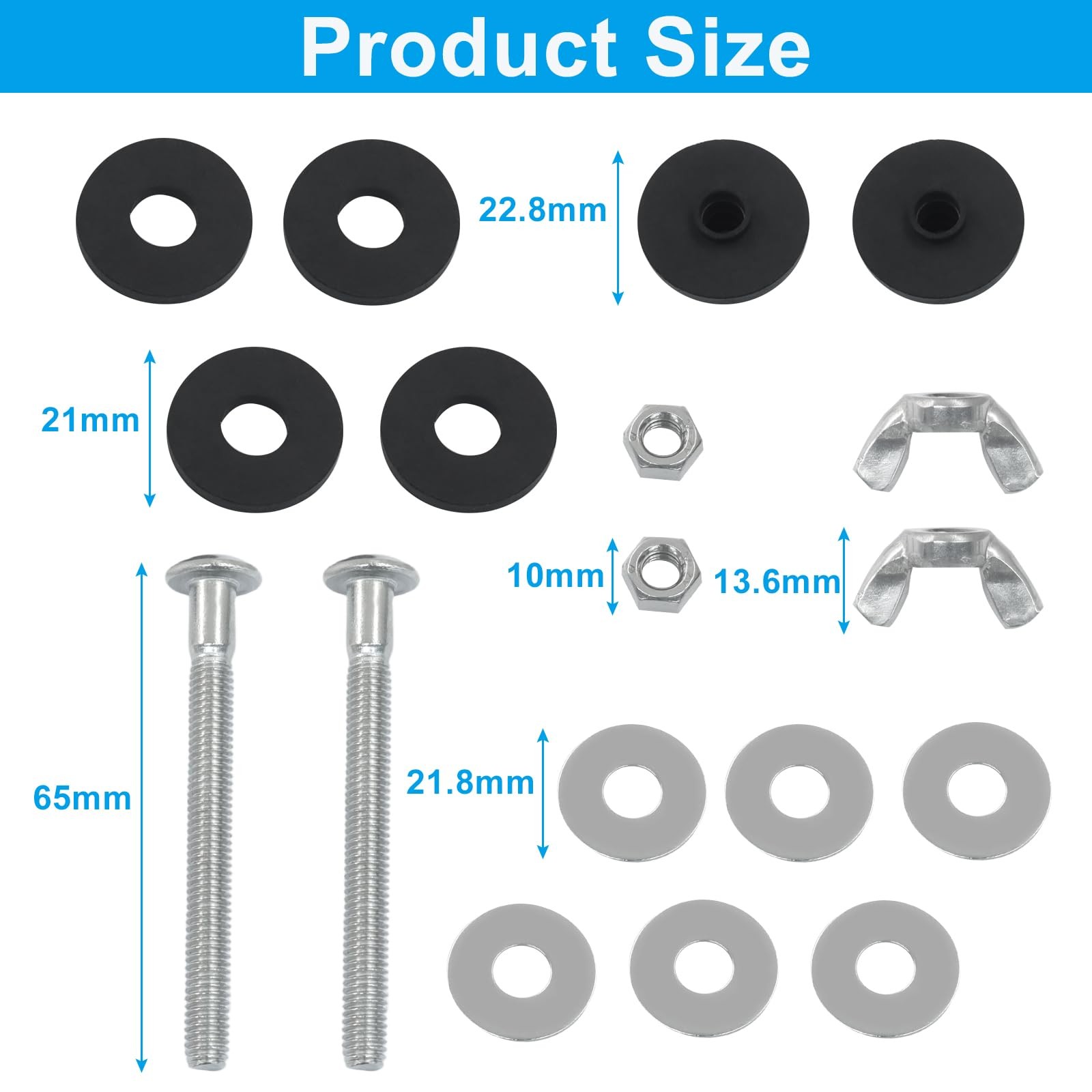 Universal Toilet Tank To Bowl Bolts Kit Stainless Steel Heavy Duty 4 PCS