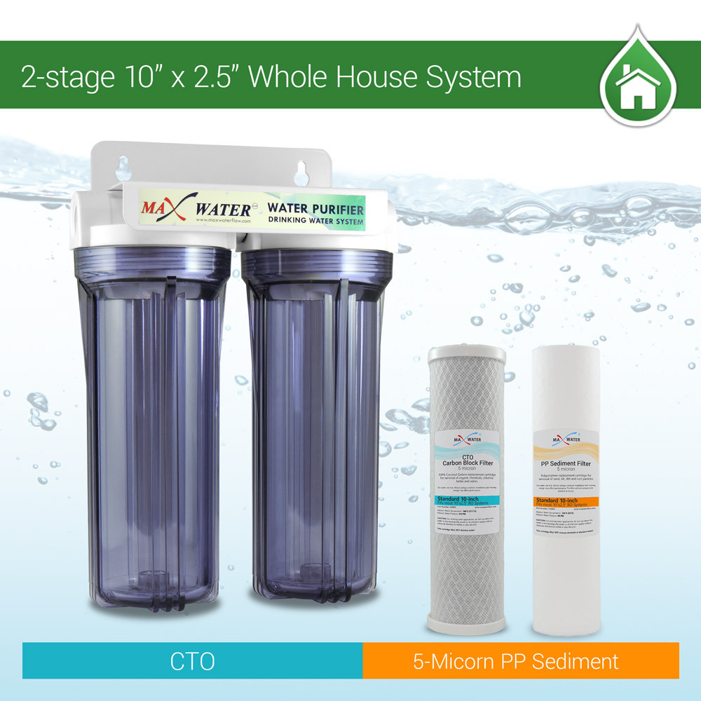 2 Stage10″ Whole House Water Filter Sediment Carbon with Purple Clear