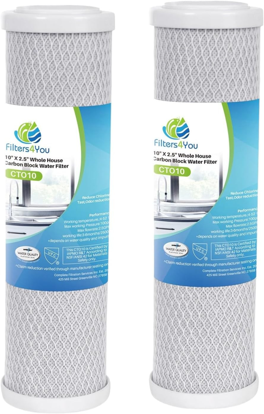 – 2 Pack Carbon Block Water Filter Cartridges Compatible with Flow-Pur 8, WCBCS-