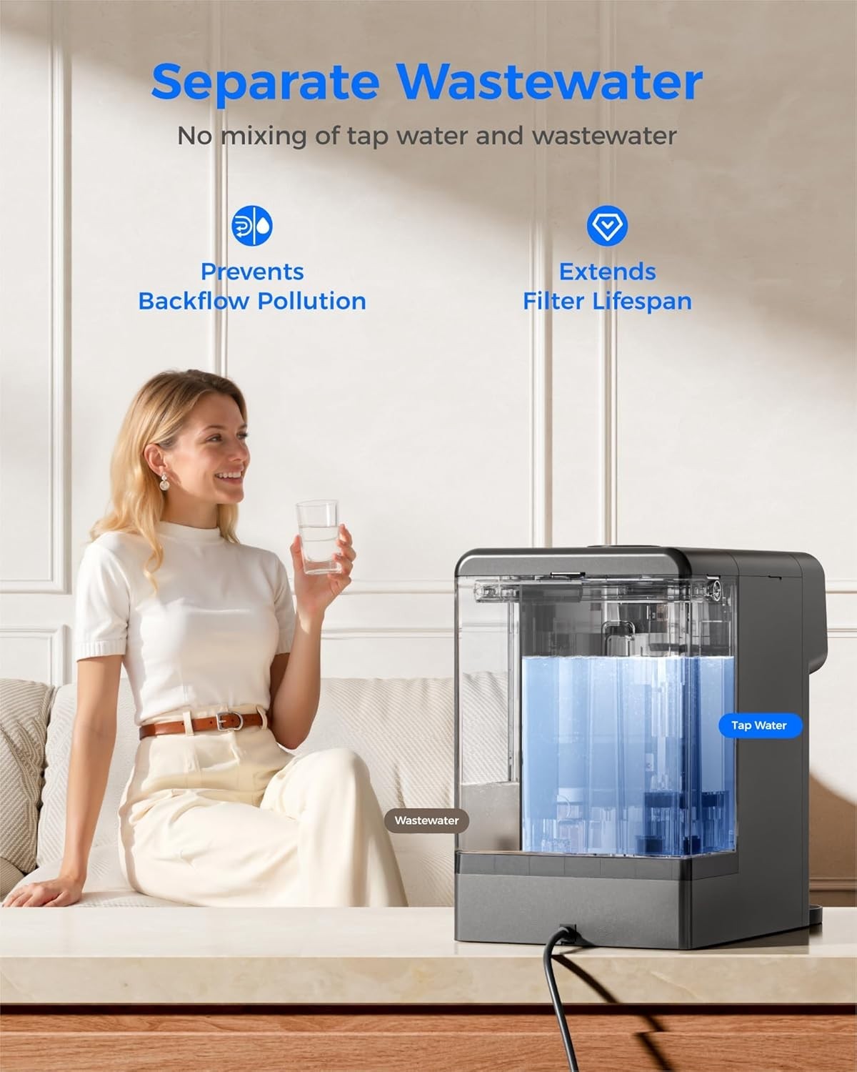Waterdrop M6H Instant Hot Reverse Osmosis System Countertop Water Filter 7-Stage