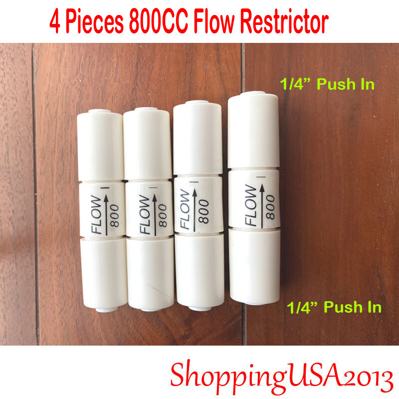 4 Pcs 800cc ML Flow Restrictor 1/4″-1/4″ Quick Connect Push In Water Filter RO