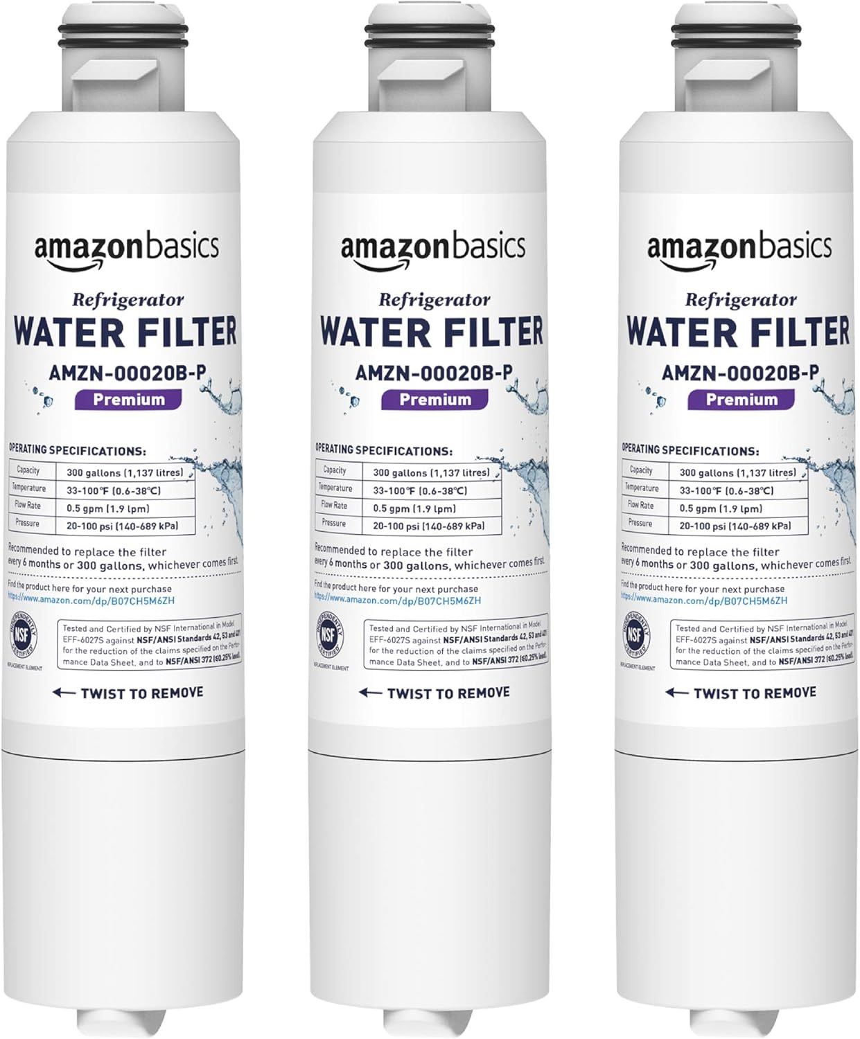 Samsung DA29-00020B Water Filter Cartridge – 3 Pack (300 gallons)