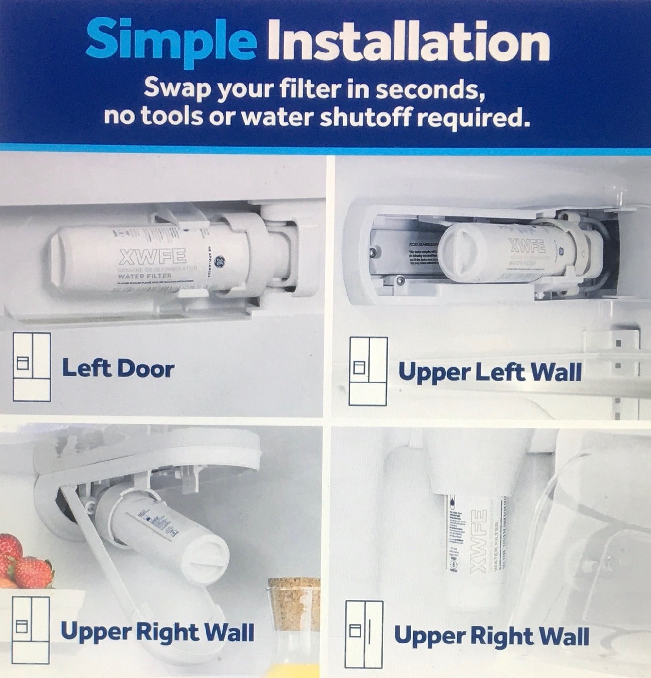 GE XWFE Refrigerator Water Filter, Certified To Reduce 50+ Impurities, Sealed