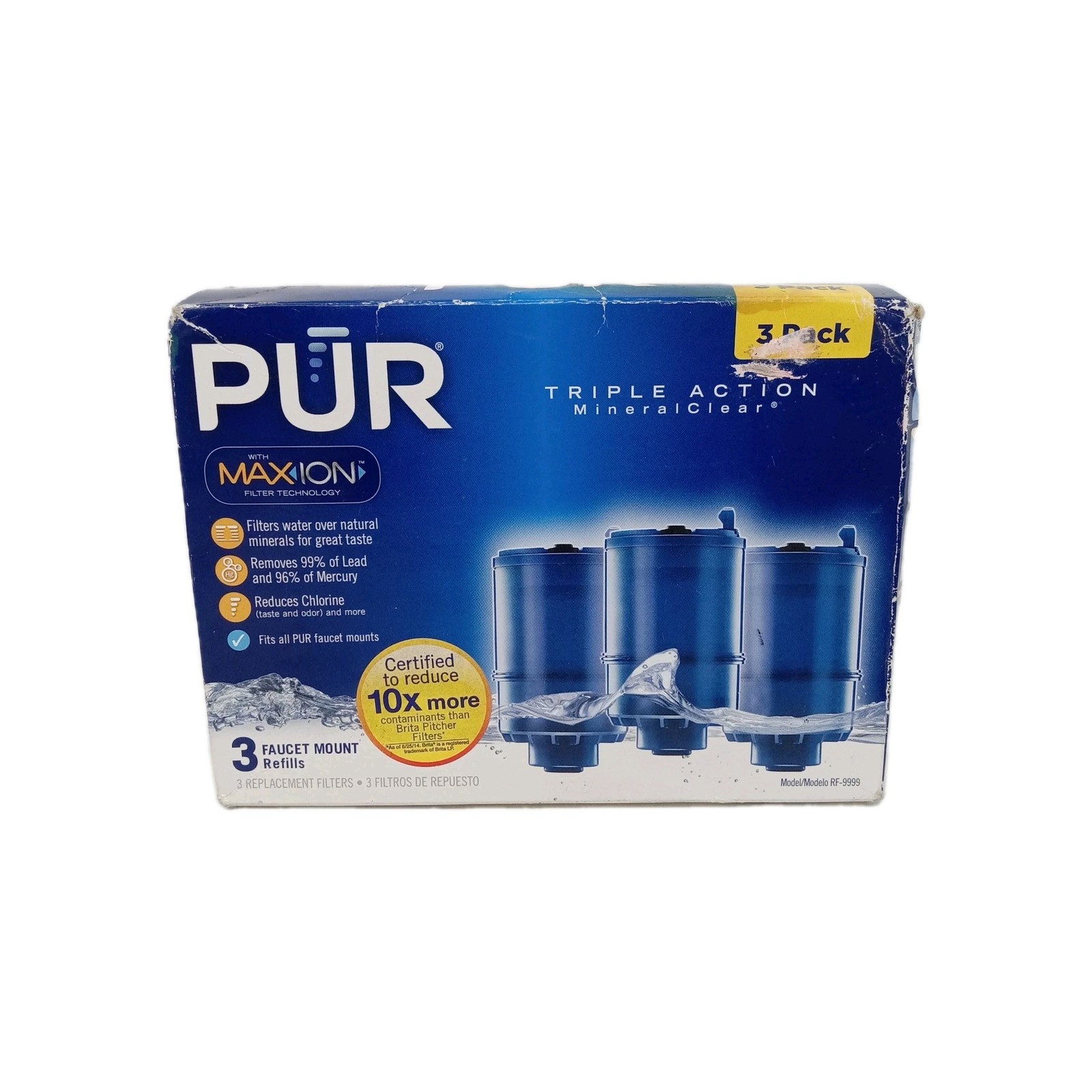 PUR-Triple Action Blue Mineral Clear Faucet Mount Refills (3 Count)