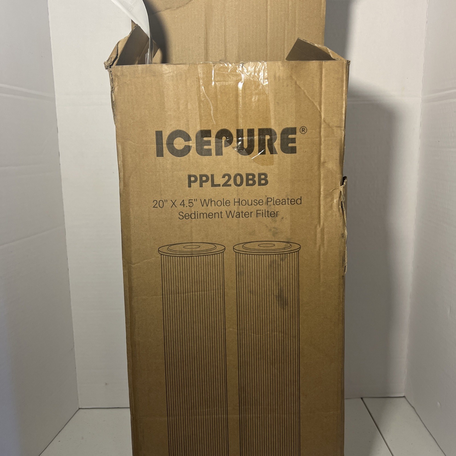 2PCS ICEPURE WHOLE HOUSE PLEATED SEDIMENT WATER FILTER REMOVES CHLORINE 20″X4.5″