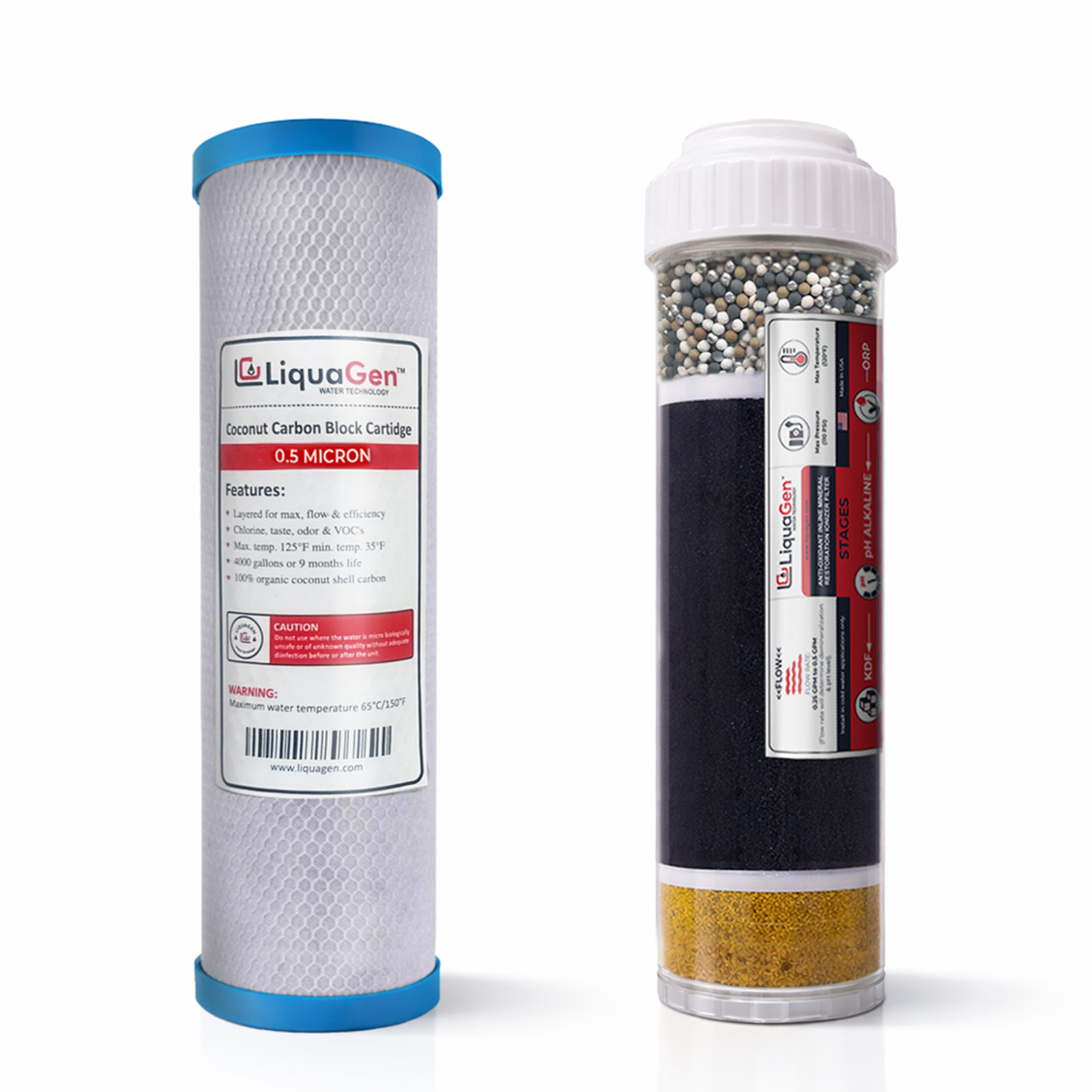 LiquaGen RF-2050 & RF-1010 Alkaline & Carbon Water Filter Remineralizer Kit