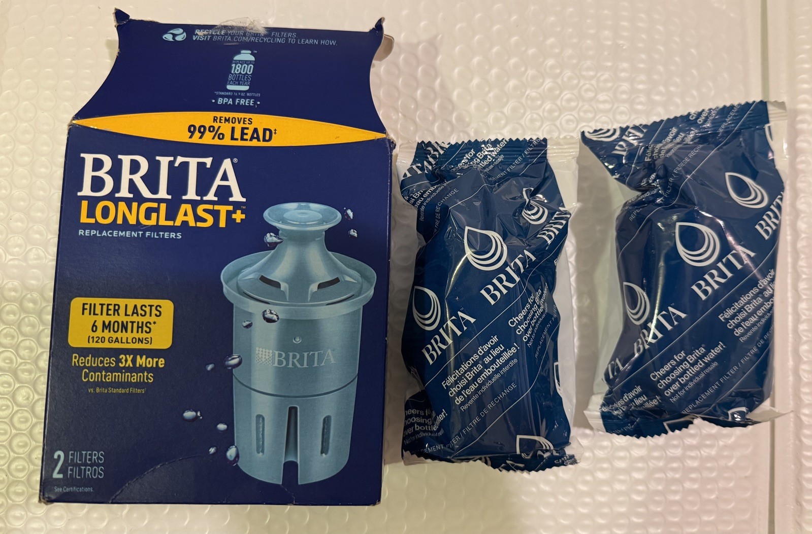 Brita Longlast Plus Replacement Filters for Pitchers Dispensers – 2 Count