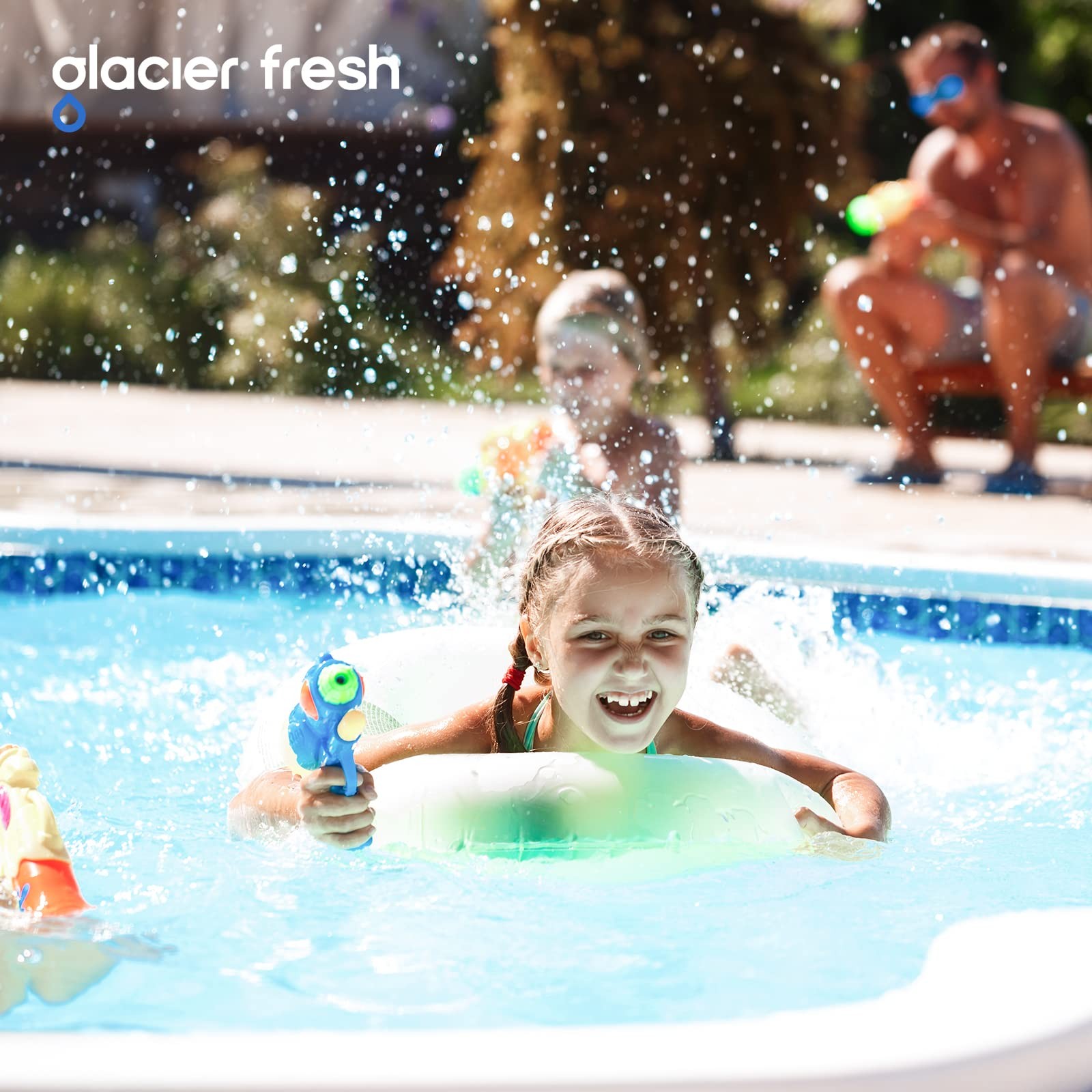 GLACIER FRESH Garden Hose End Pool Water Filter 1 Count（Pack of 1）, Blue