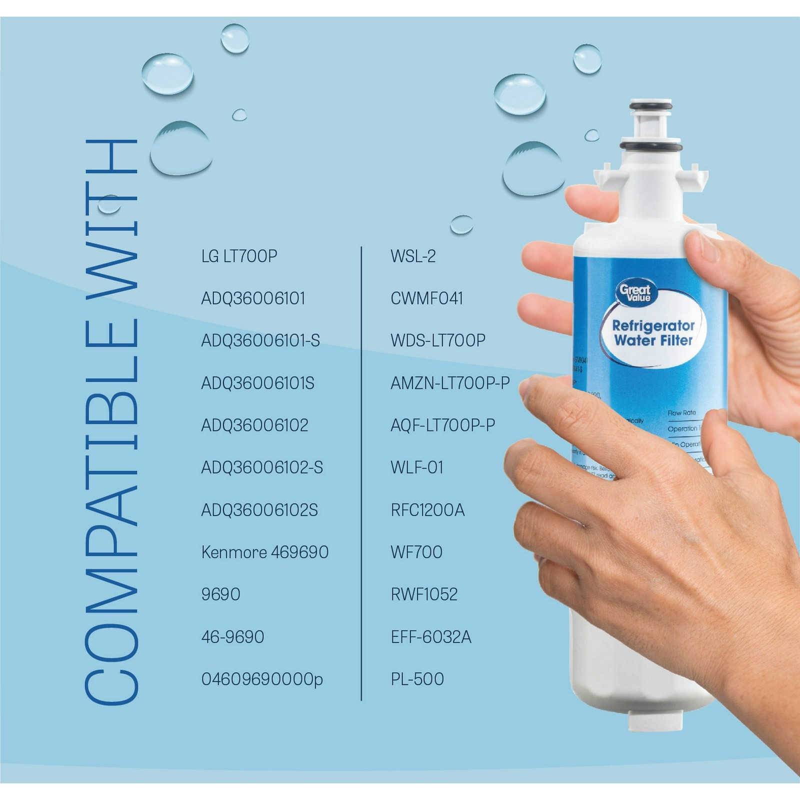 Replacement Refrigerator Water Filter, Compatible with LG LT700P,Kenmore 46-9690