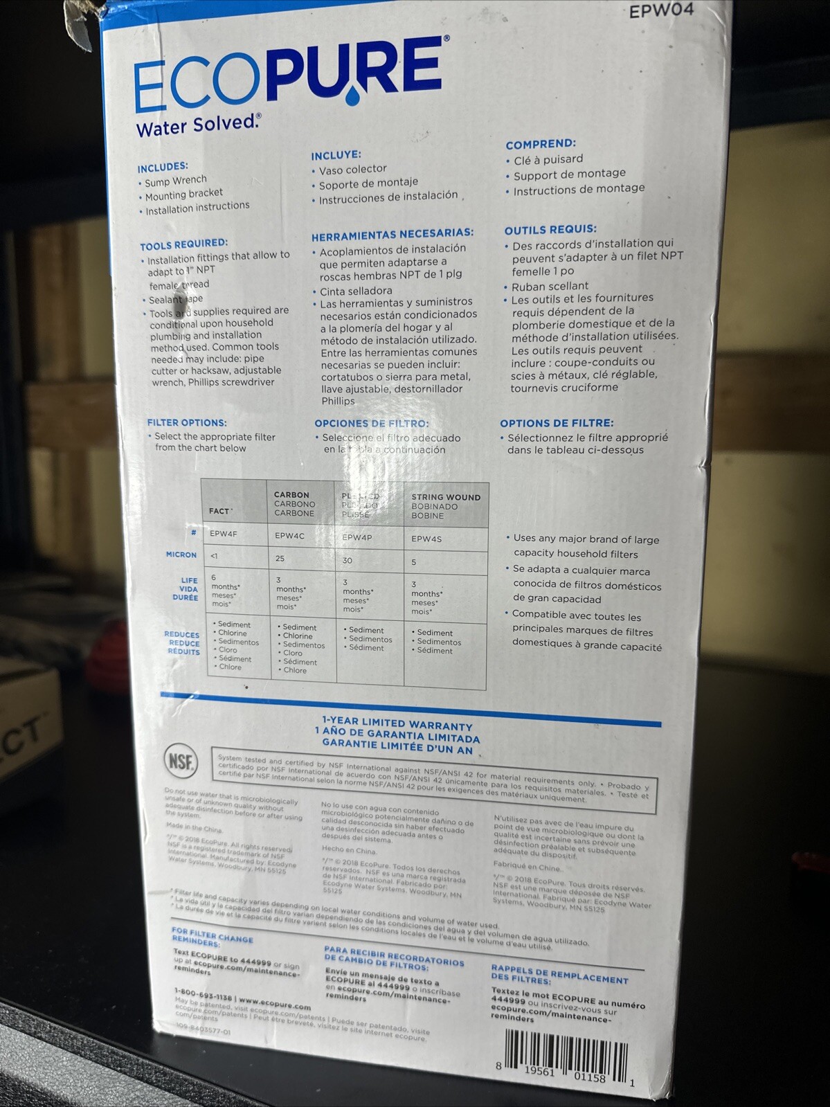 EcoPure High-Flow Whole Home Water Filter System with Pressure Release Button