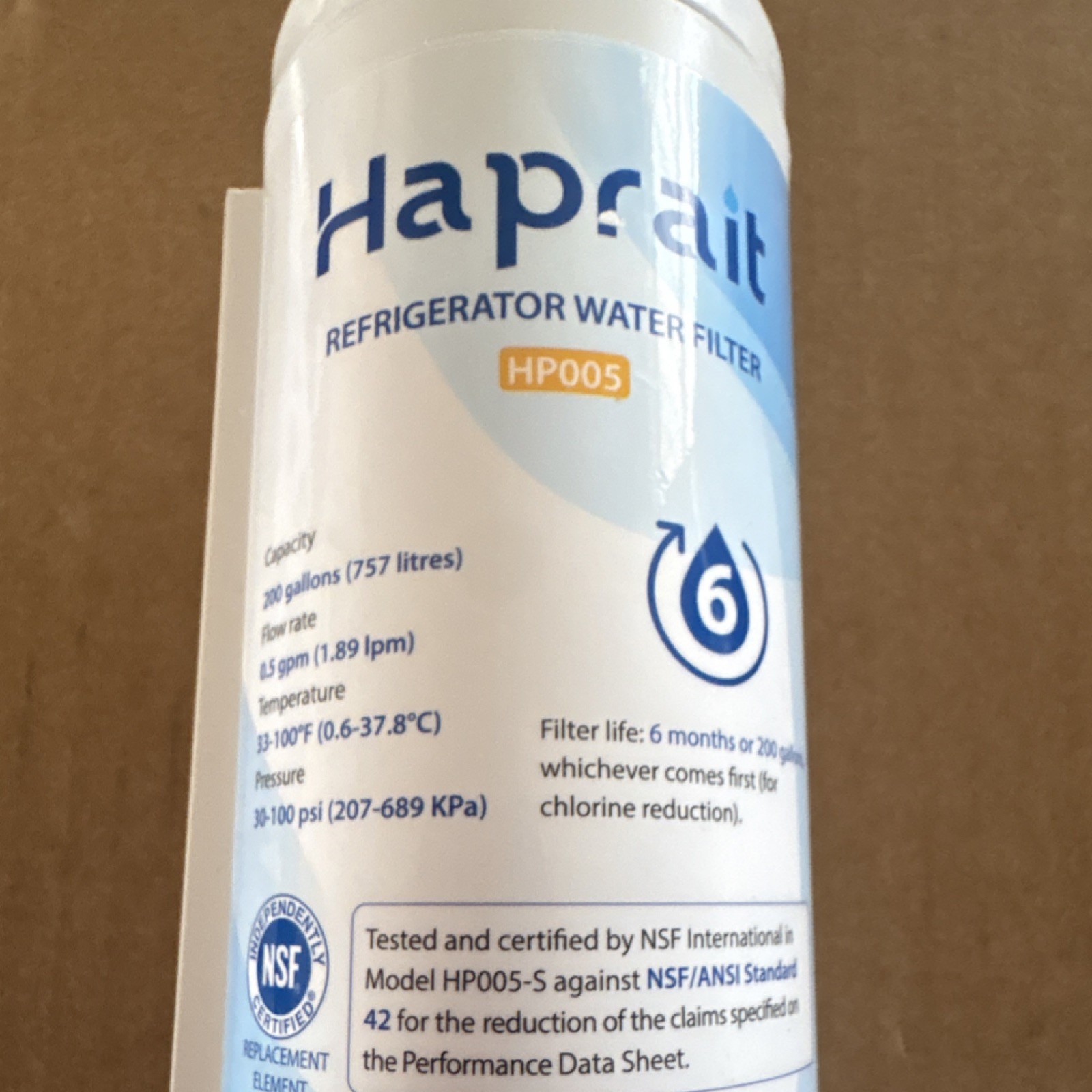 Haprait HP005 Refrigerator Water Filter for Aqua Optima Evolve 200 Gal 1pk