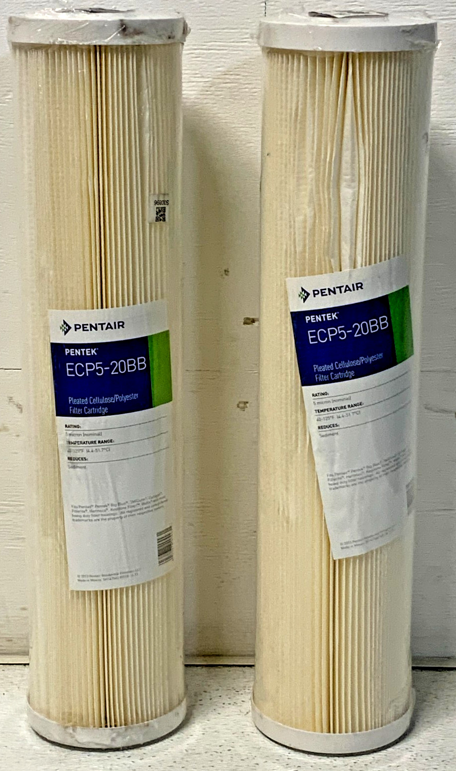 New Lot of 2 Pentair ECP5-20BB Pentek 20″ Pleated Sediment Filter Whole House