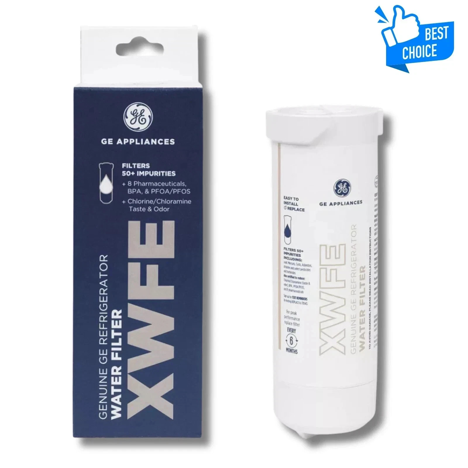GE XWFE Refrigerator Water Filter, Genuine Replacement Filter,