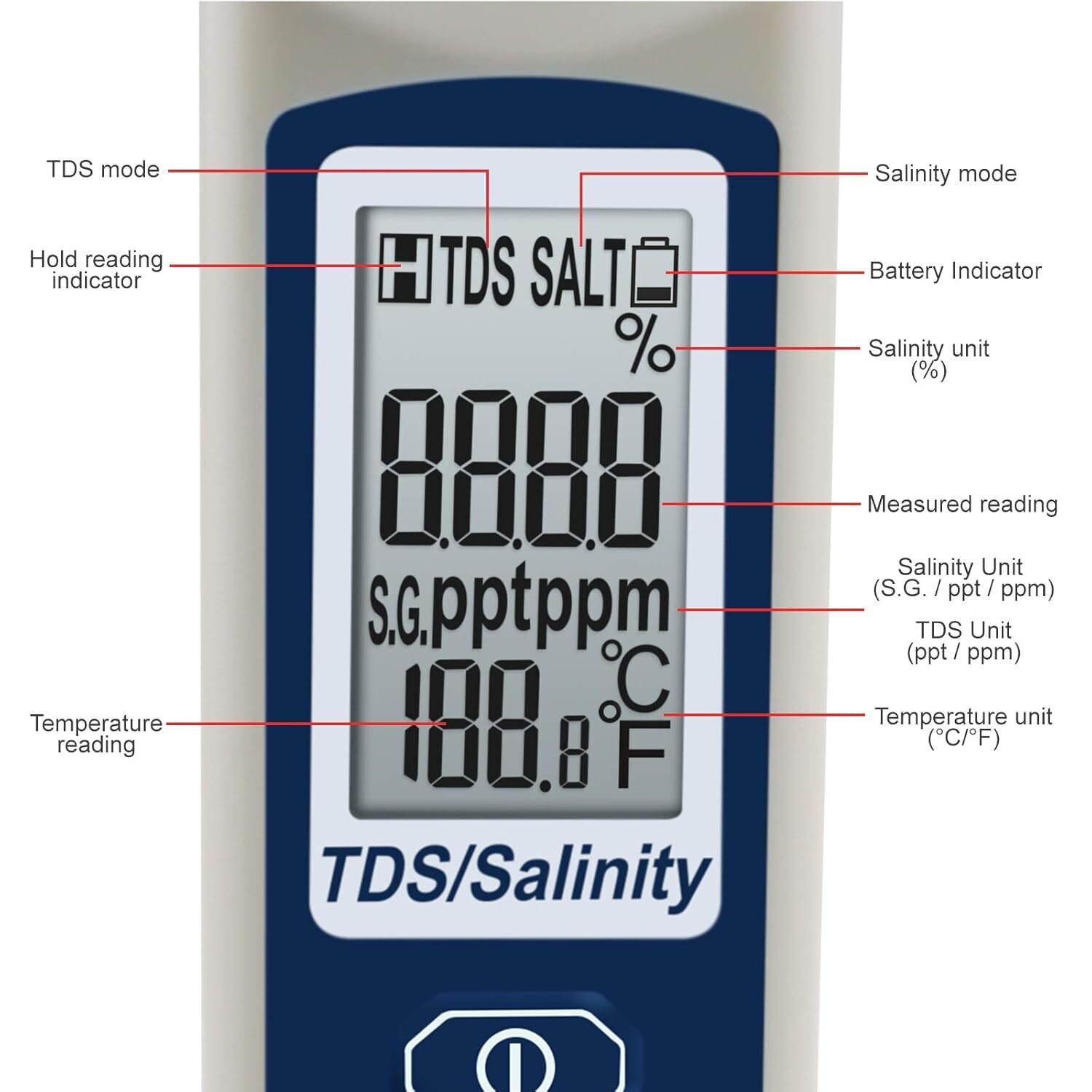 Pentype TDS/Salinity/Temperature Tester Water Quality Meter ATC Multiple…