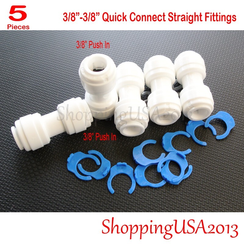 5 X 3/8-3/8 Quick Connect Straight Fitting Connection Push In Water Filter Ro