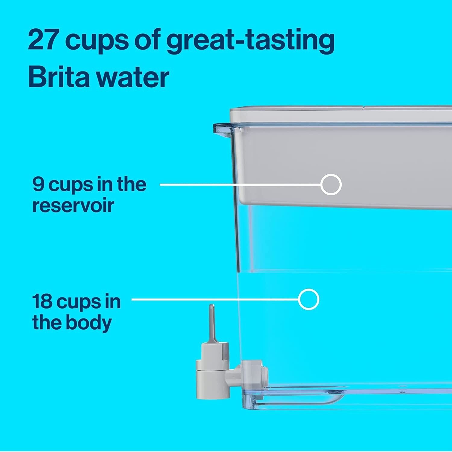 Brita XL Water Filter Dispenser for Tap and Drinking Water ,1 Filter, 27-Cup …