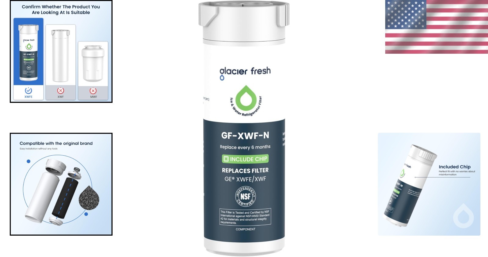 Compact GE XWFE Replacement Water Filter – Tool-Free Installation, Pack of 1