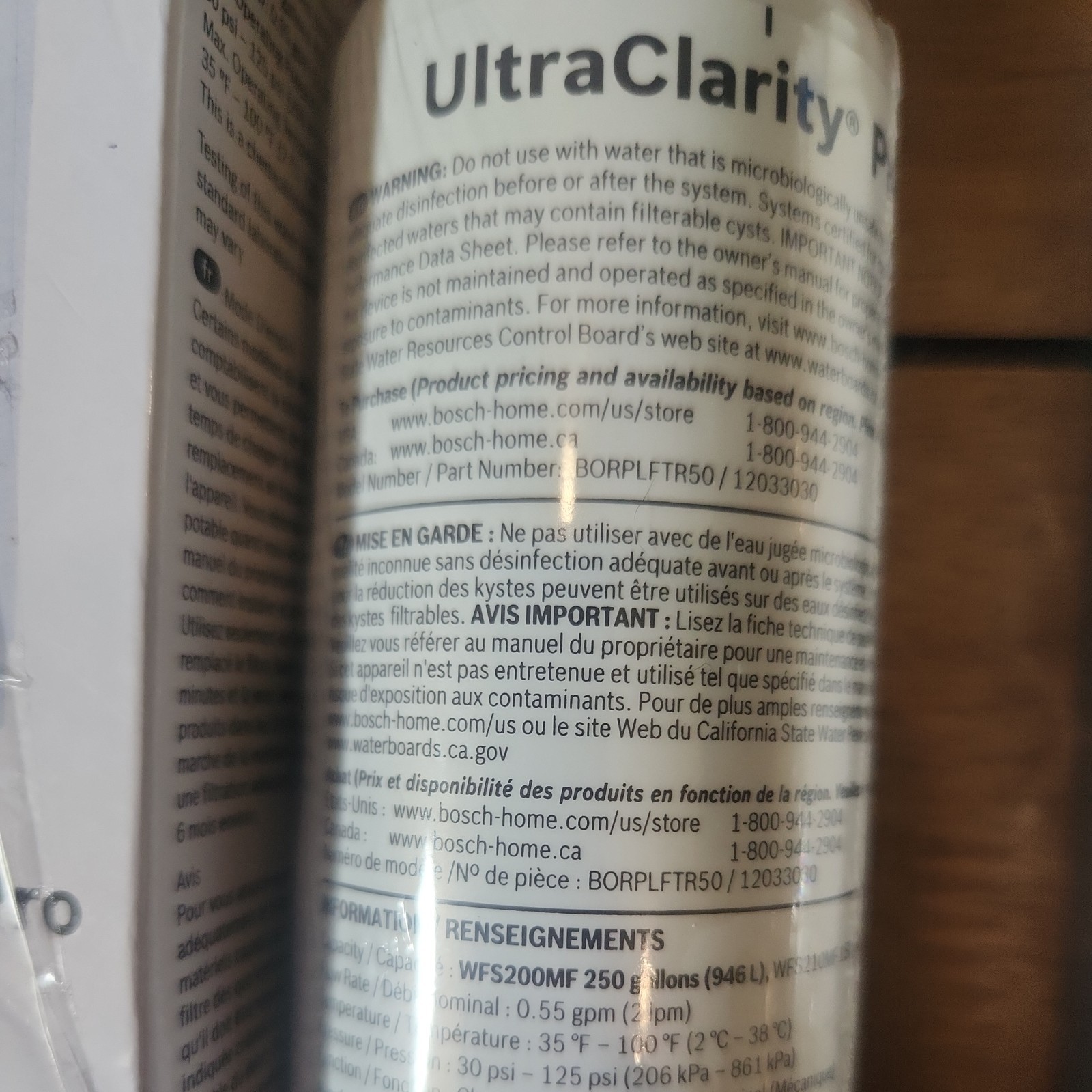 8 Refrigerator Water Filter Bosch Ultra Clarity Pro BORPLFTR50 11025825 11032531