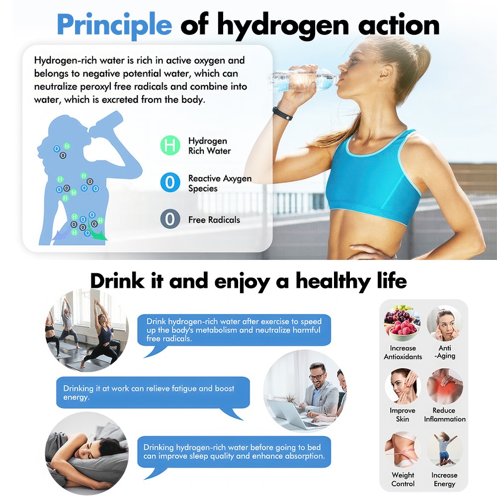 2L Portable Kangen Water-Electric Hydrogen Rich Water Ionizer Generator Machine
