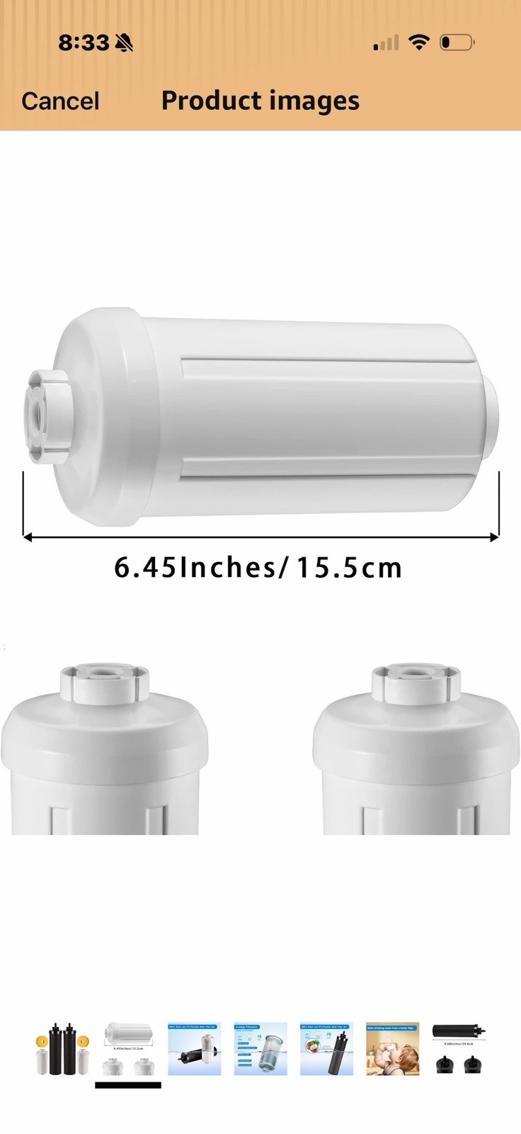BB9-2 Black PF-2 Fluoride Water Filter Set 4 Pack, Plastic, Black/White, 6.45in