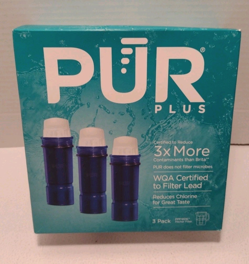 PUR PLUS 3 Count Water Filter Pitcher Replacement NSF Certified Lead Reduction
