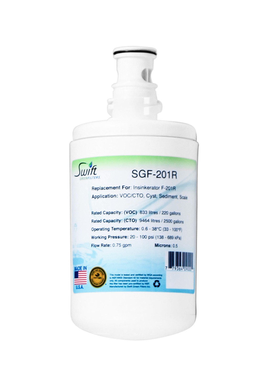 Replacement for Insinkerator F-201R Water Filter by Swift Green Filters SGF-201R